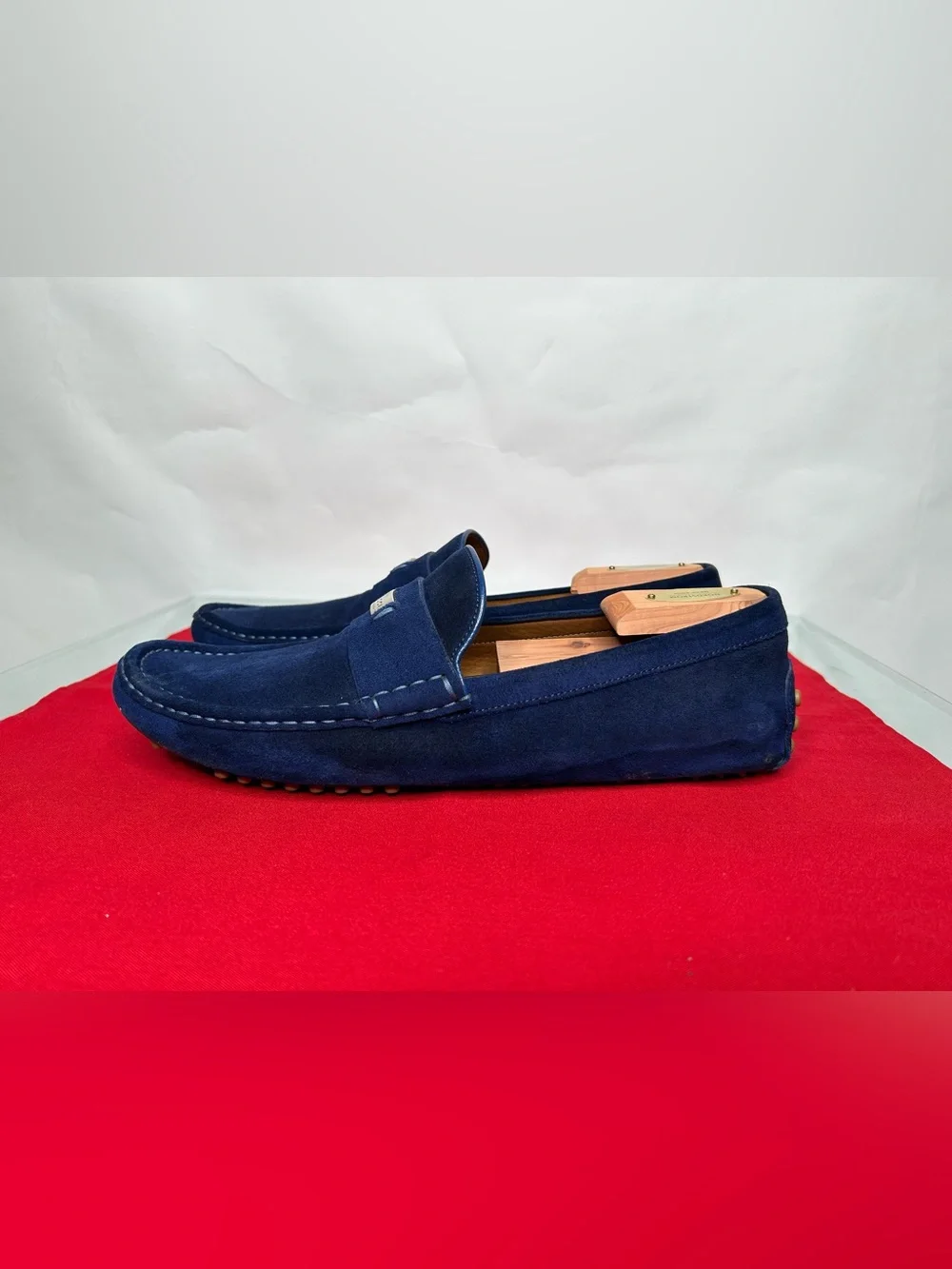 Gucci Blue Suede Loafers Drivers 11 Navy